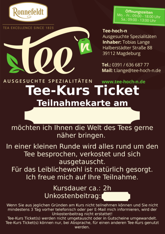 Tee-Kurs Ticket für den 29-03-2023
