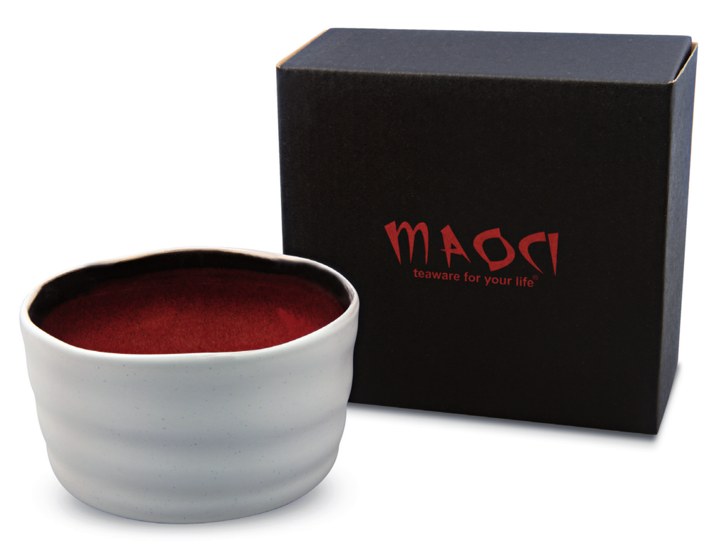 Maoci Matcha-Schale Weiß & innen Rot